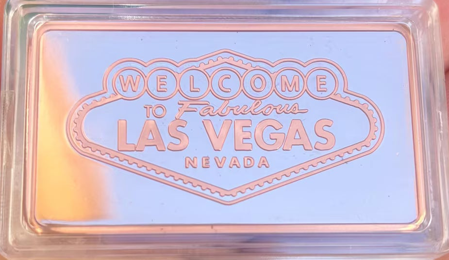 LAS VEGAS - 1oz 999 Copper Bullion Bar "Famous Las Vegas Sign" Pure Copper Bullion Edition