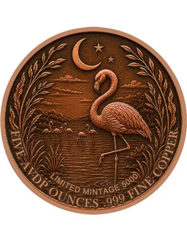 PRE ORDER - NEON FLAMINGO Mystic Night Colorized 5 Oz Copper Round