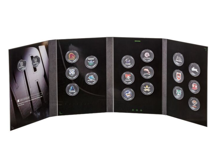 NRL 2024 $1 17-Coin Collection Folder & Coin Tube - NRL & NRLW $2 COINS INCLUDED