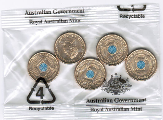 2022 75th ANNIVERSARY OF PEACEKEEPING  RAM BAG - 5 UNCIRCULATED $2 COINS
