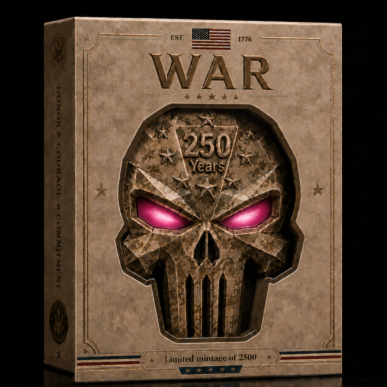PRE ORDER - 2026 250 Years of Honor & Courage 3oz .999 Copper Skull Pink Eyes Collectible Stacker