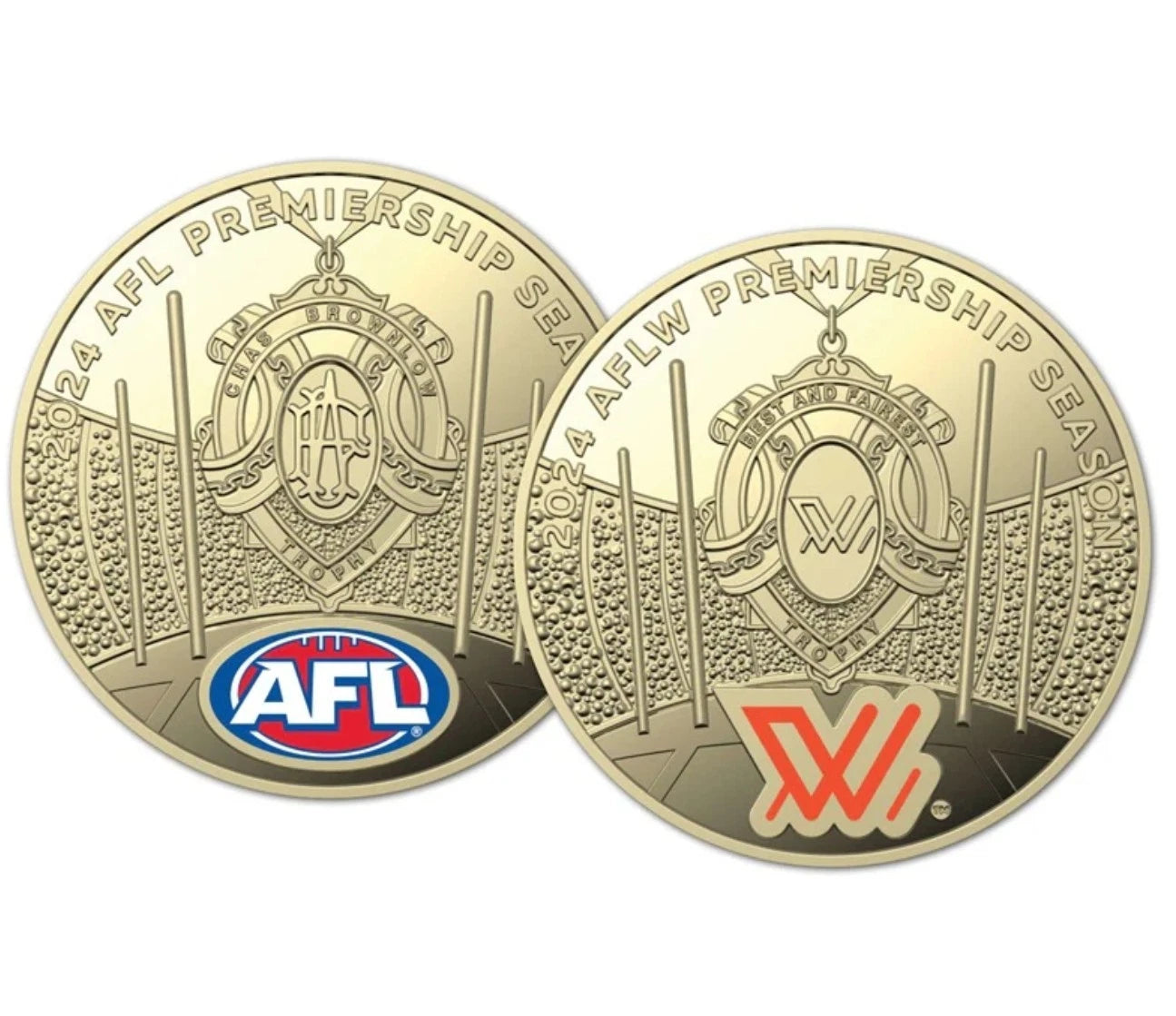 2024 $1 One Dollar AFL + AFLW Premiership Coloured Uncirculated Coin Pair
