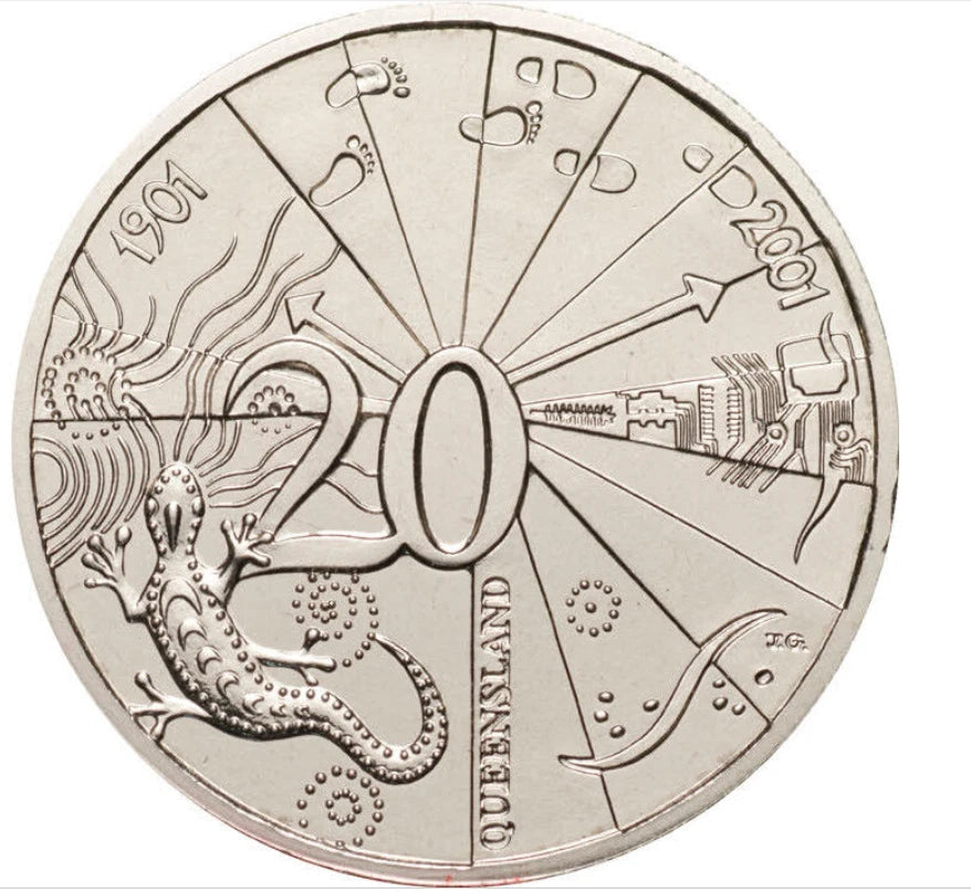 2001 Centenary of Federation Queensland 20c Circulated