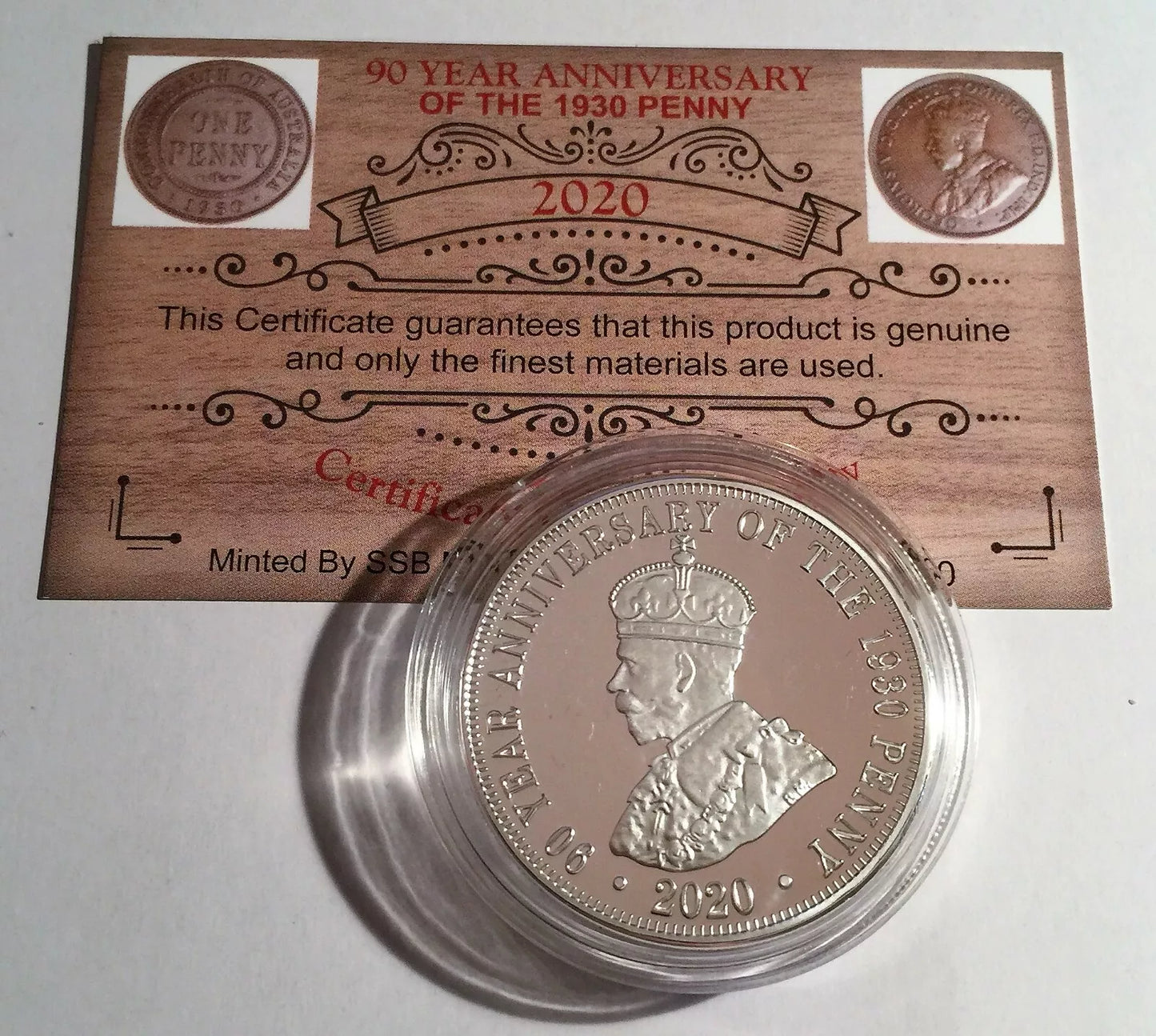 2020 1 oz 90 year anniversary of the 1930 penny coin Finished in .999 Silver