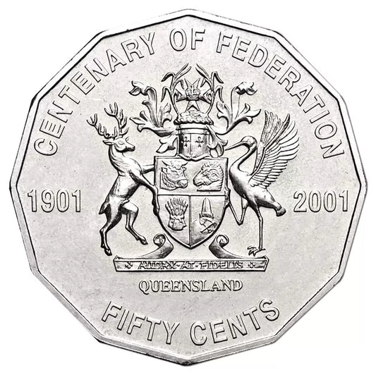 2001 CENTENARY OF FEDERATION - QUEENSLAND - 50c - CIRCULATED