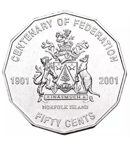 2001 CENTENARY OF FEDERATION - NORFOLK ISLAND -  50c - CIRCULATED