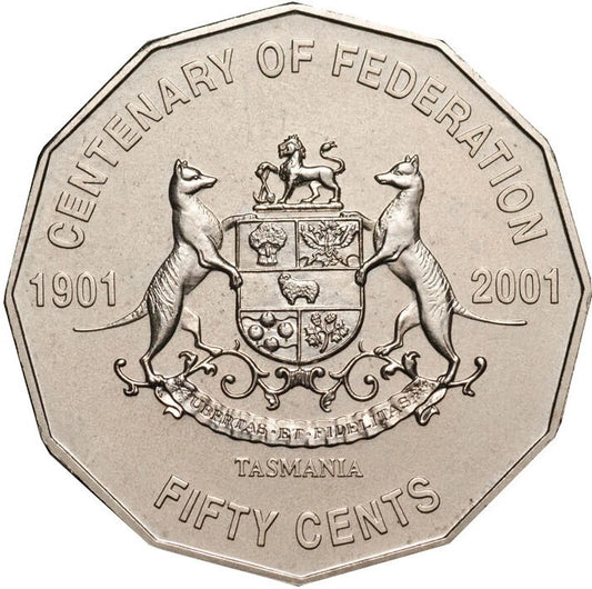 2001 CENTENARY OF FEDERATION - TASMANIA - 50c - CIRCULATED