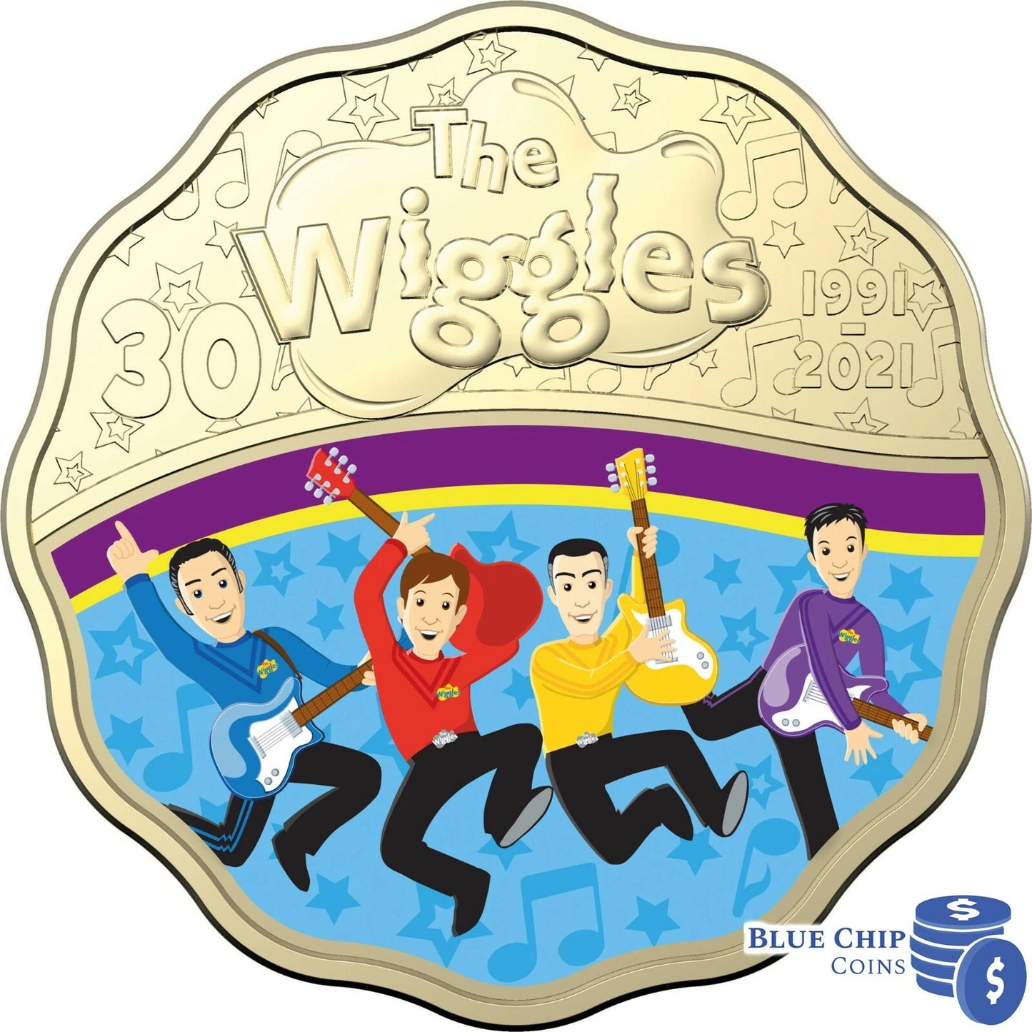 2021 The Wiggles 30 Years Anniversary Thirty Cent (30c) Coloured Uncirculated coin