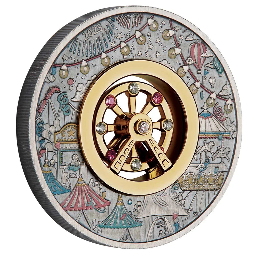 2025 Ferris Wheel 2oz Silver Antiqued Coloured Coin - PERTH MINT