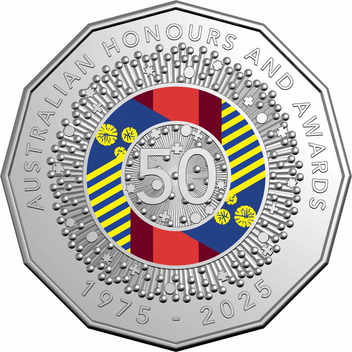 Australia 2025 50 Years of Australian Honours System Coloured 50c UNC Coin