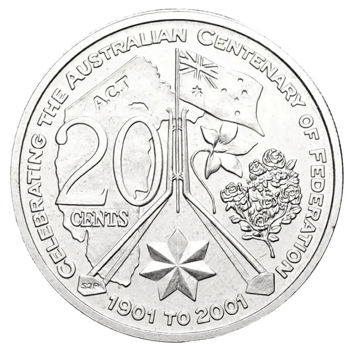 2001 Centenary of Federation 20c circulated - A.C.T