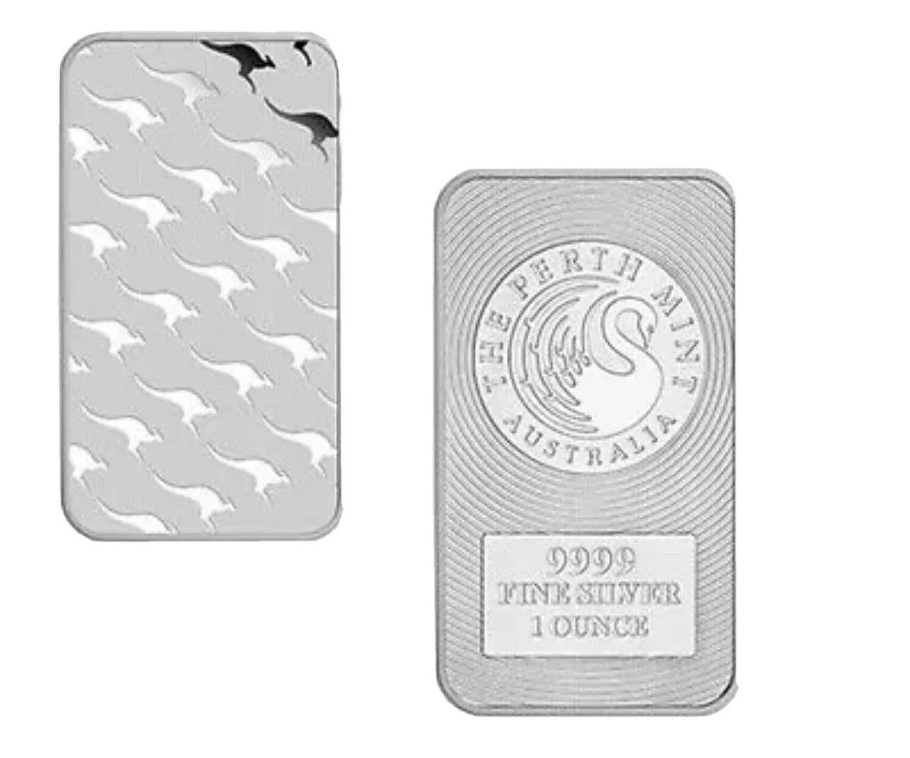 Perth Mint Rectangular Silver Kangaroo Bar 1oz .9999 Fine Silver
