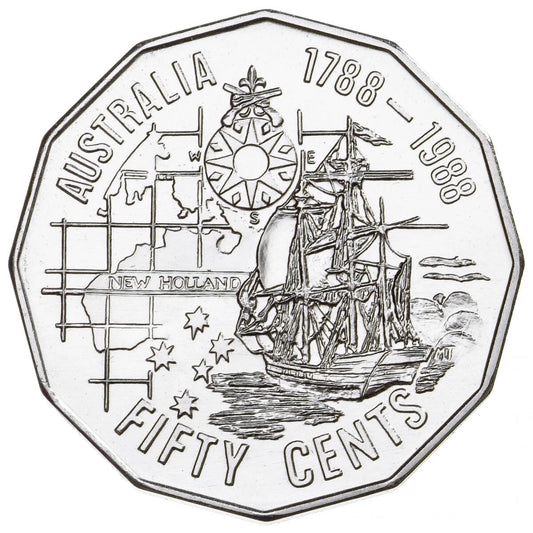 1988 TALL SHIPS 50c CIRCULATED