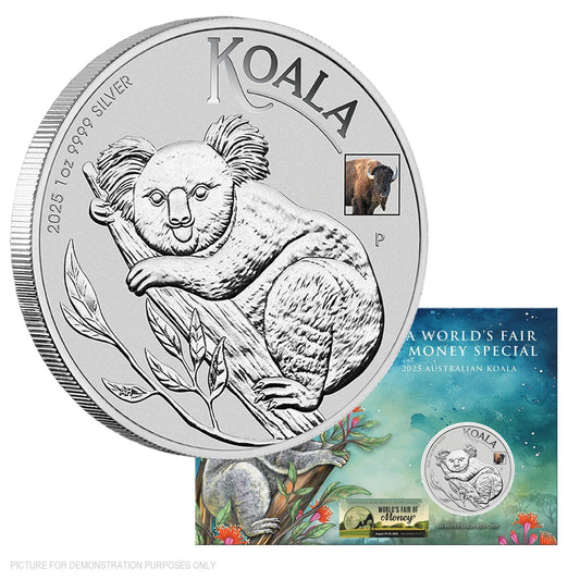 2025 Perth Mint ANA Worlds Fair of Money Coin Show - Australian Koala with Bison Privy 1oz Silver Coin