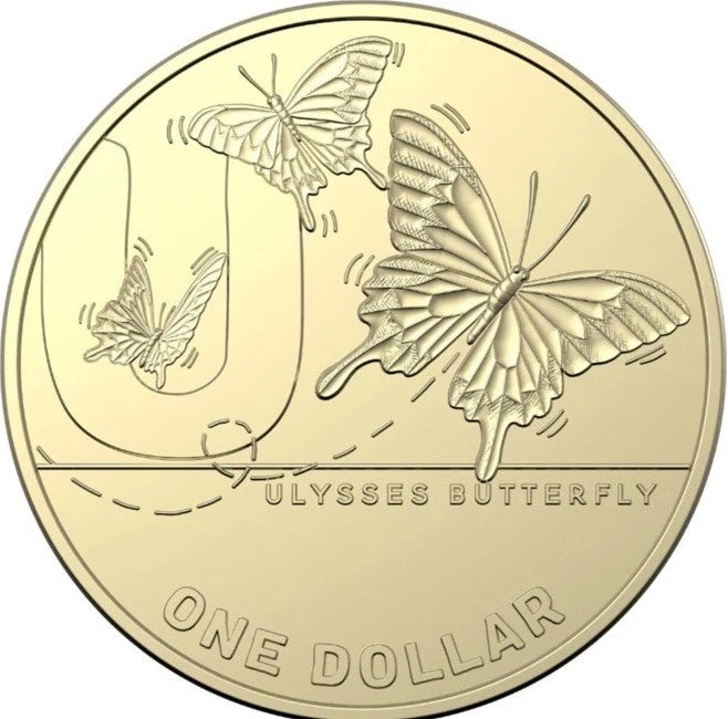 2021 GREAT AUSSIE COIN HUNT 2 - "U" ULYSSES BUTTERFLY CIRCULATED $1 COIN