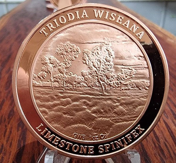 Australian Native Flora & Fauna Series 1 oz copper bullion - LIMESTONE SPINIFEX