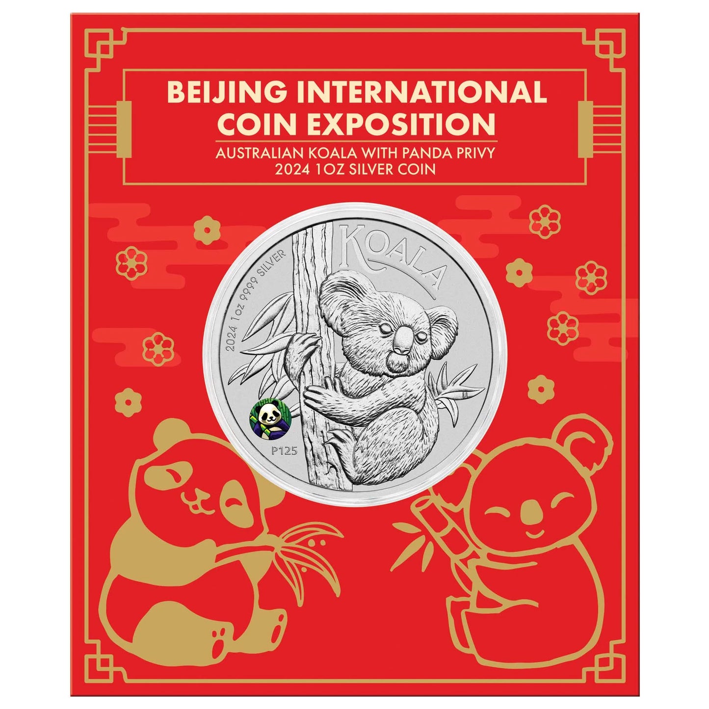 Beijing Coin Expo Special Australian Koala 2024 1oz Silver Coin with Panda Privy Mark