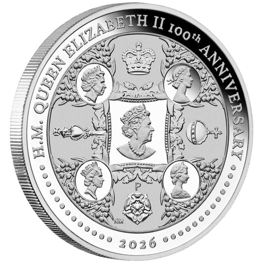 2026 H.M. Queen Elizabeth II 100th Anniversary 1oz Silver Proof Coin - PERTH MINT