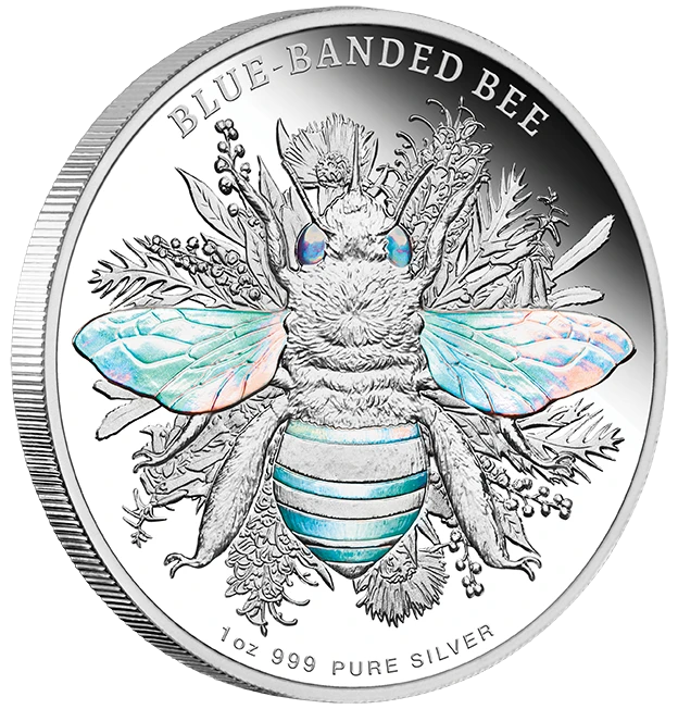 2025 Australian Native Bees - Blue-banded Bee 1oz Silver Proof Hologram Coin