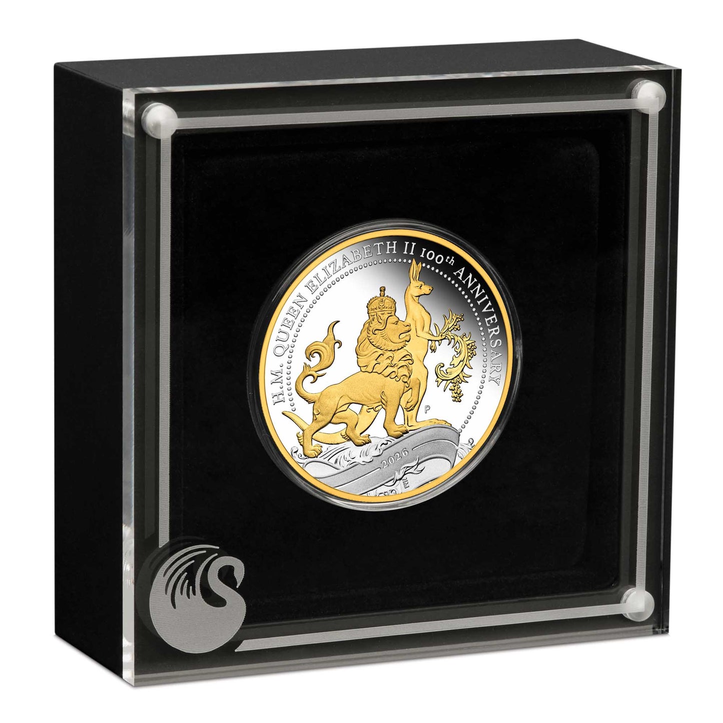 2026 H.M. Queen Elizabeth II 100th Anniversary 1oz Silver Proof Gilded Coin - PERTH MINT