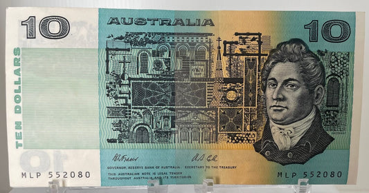 1991 $10 AUSTRALIA PAPER BANKNOTE - FRASER/COLE - L CIRC