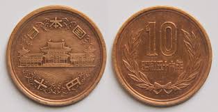 JAPAN 10 YEN BRONZE COIN CIRCA 1950'S