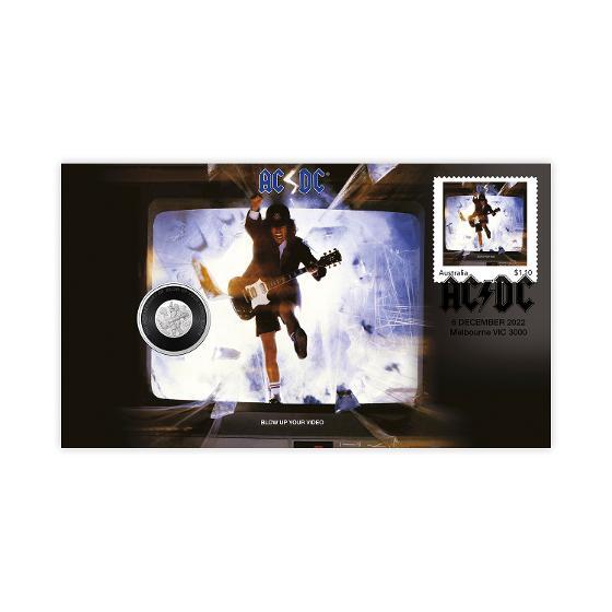 2022 AC/DC Blow up your Video 35th Anniversary Stamp and Coin Cover PNC