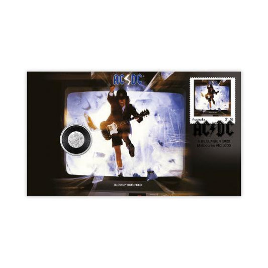 2022 AC/DC Blow up your Video 35th Anniversary Stamp and Coin Cover PNC