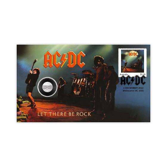 2022 AC/DC Let There be Rock 45th Anniversary Stamp and Coin Cover PNC