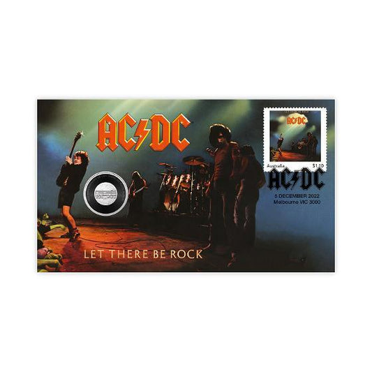 2022 AC/DC Let There be Rock 45th Anniversary Stamp and Coin Cover PNC