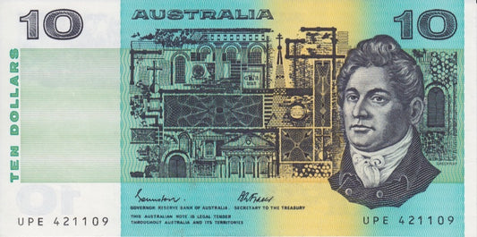 1985 $10 PAPER BANKNOTE CIRCULATED