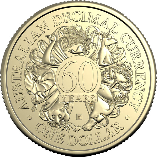 2026 60th Anniversary of Decimal Currency Privy Mark "B" $1 coin Uncirculated