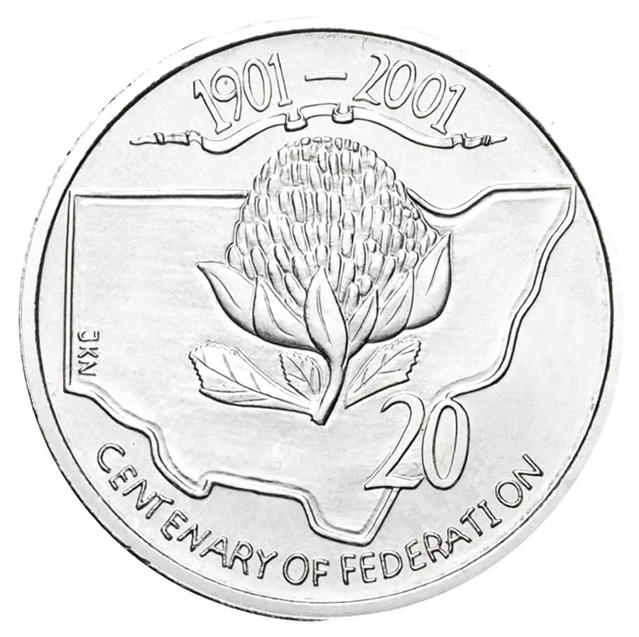 2001 Centenary of Federation 20c New South Wales circulated Coin