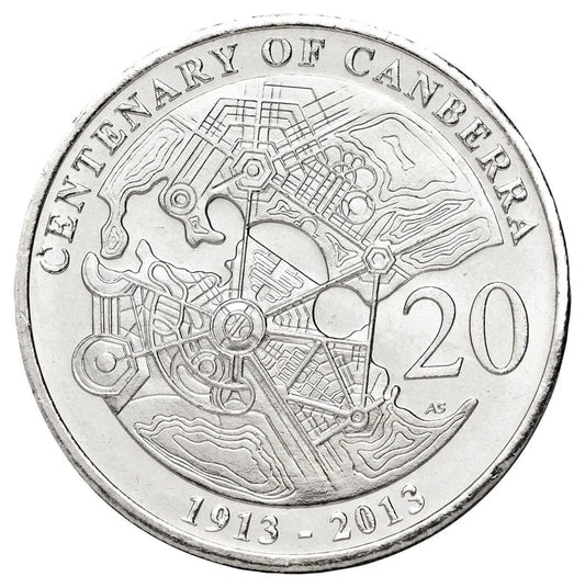 2013 Centenary of canberra 20c circulated