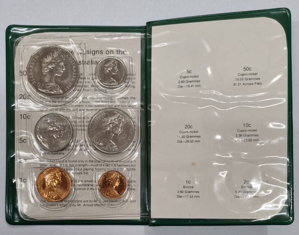 1982 Brisbane Commonwealth Games Uncirculated Six Coin Mint Set in RAM Wallet