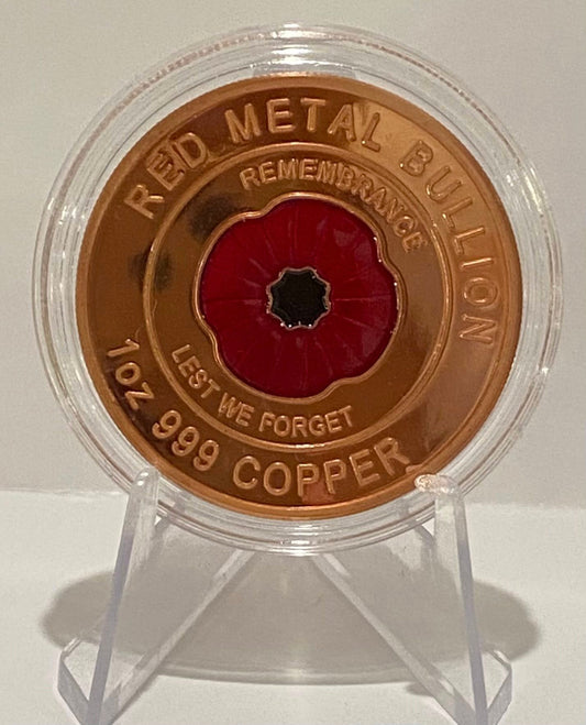 1oz Copper Bullion Coin "Red Poppy Remembrance"