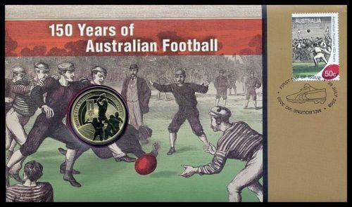 2008 $1 150 Years of Australian Football PNC Perth Mint with $1 Coin