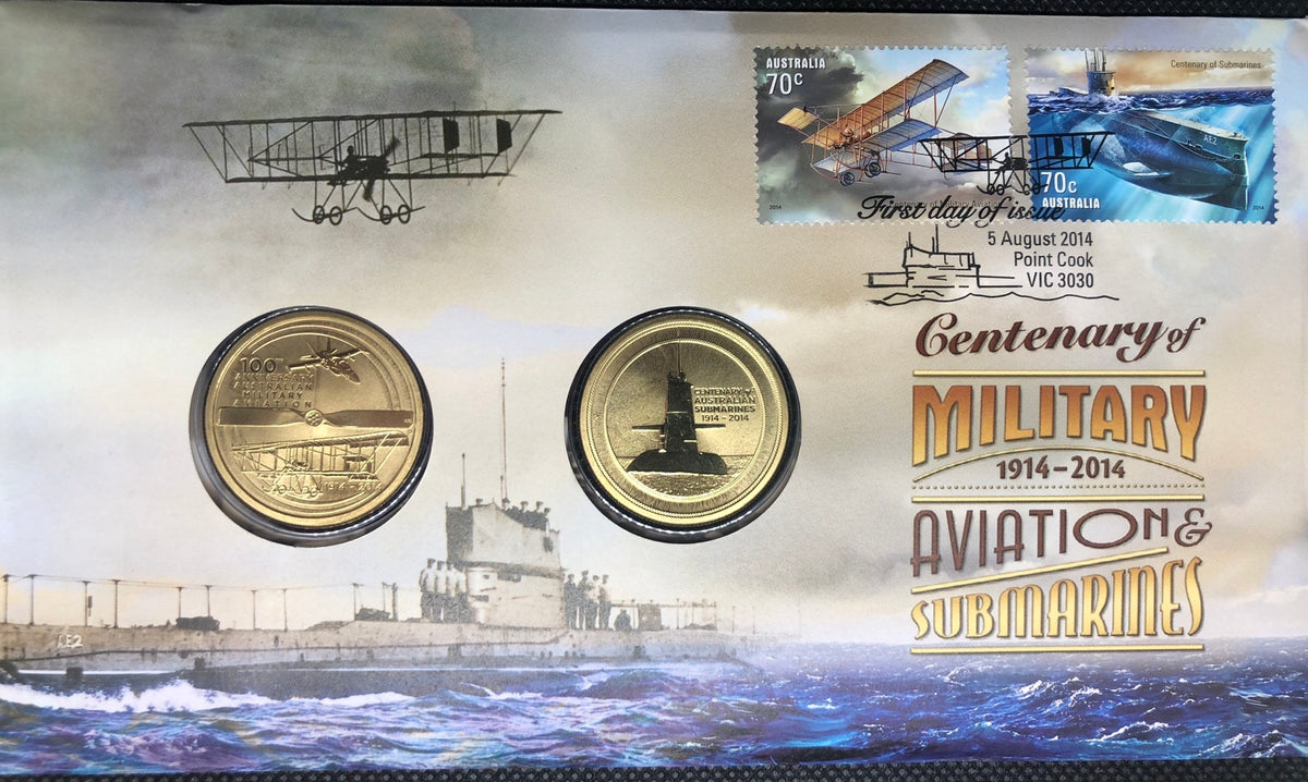 2014 $1 Centenary of Military 1914-2014 Aviation & Submarines PNC
