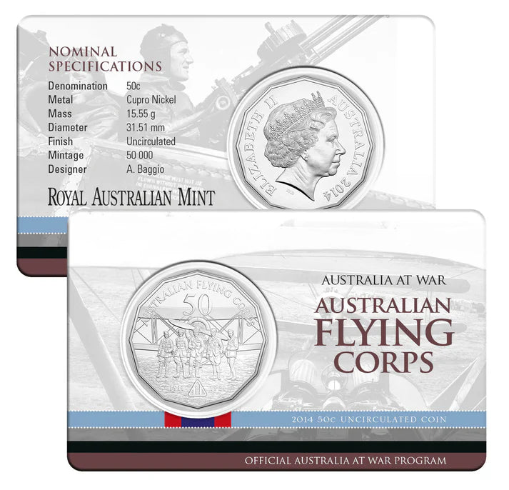 2014 Australia at War - "Australian Flying Corps" 50 cent Uncirculated carded RAM