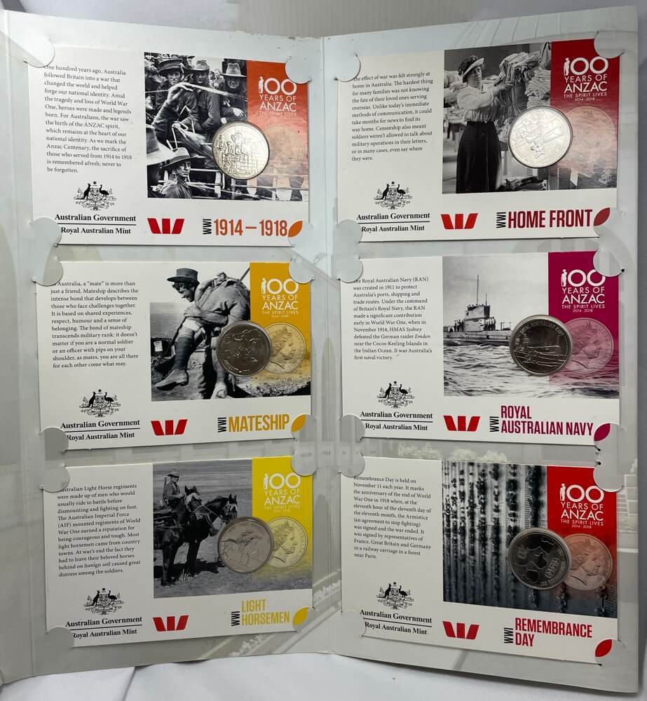 2015 14 Coin Set ANZACs Remembered Complete in Folder
