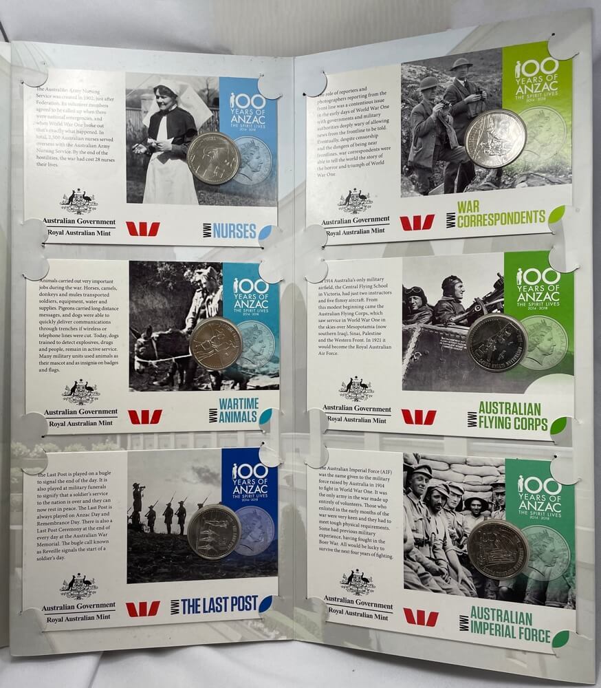 2015 14 Coin Set ANZACs Remembered Complete in Folder