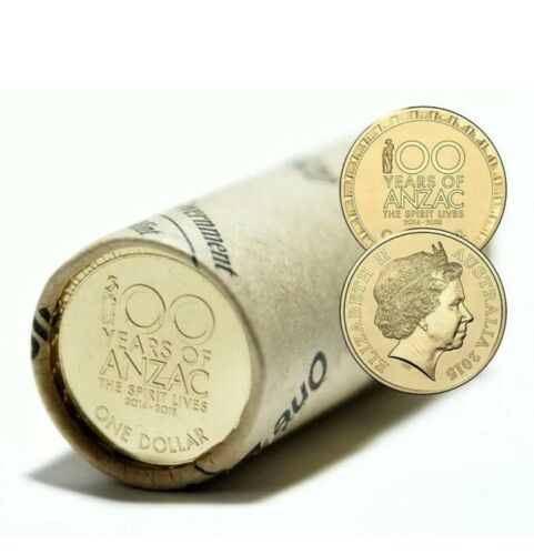 2015 100 YEARS OF ANZAC $1 RAM ROLL 20 UNCIRCULATED COINS