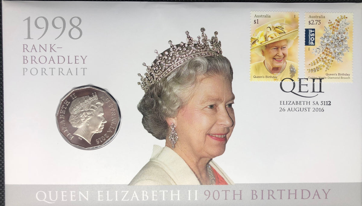 2016 50c Queen Elizabeth II 90th Birthday Rank-Broadley portrait PNC