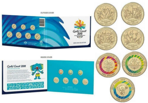 2018 COMMONWEALTH GAMES 7 COIN SET FOLDER UNC