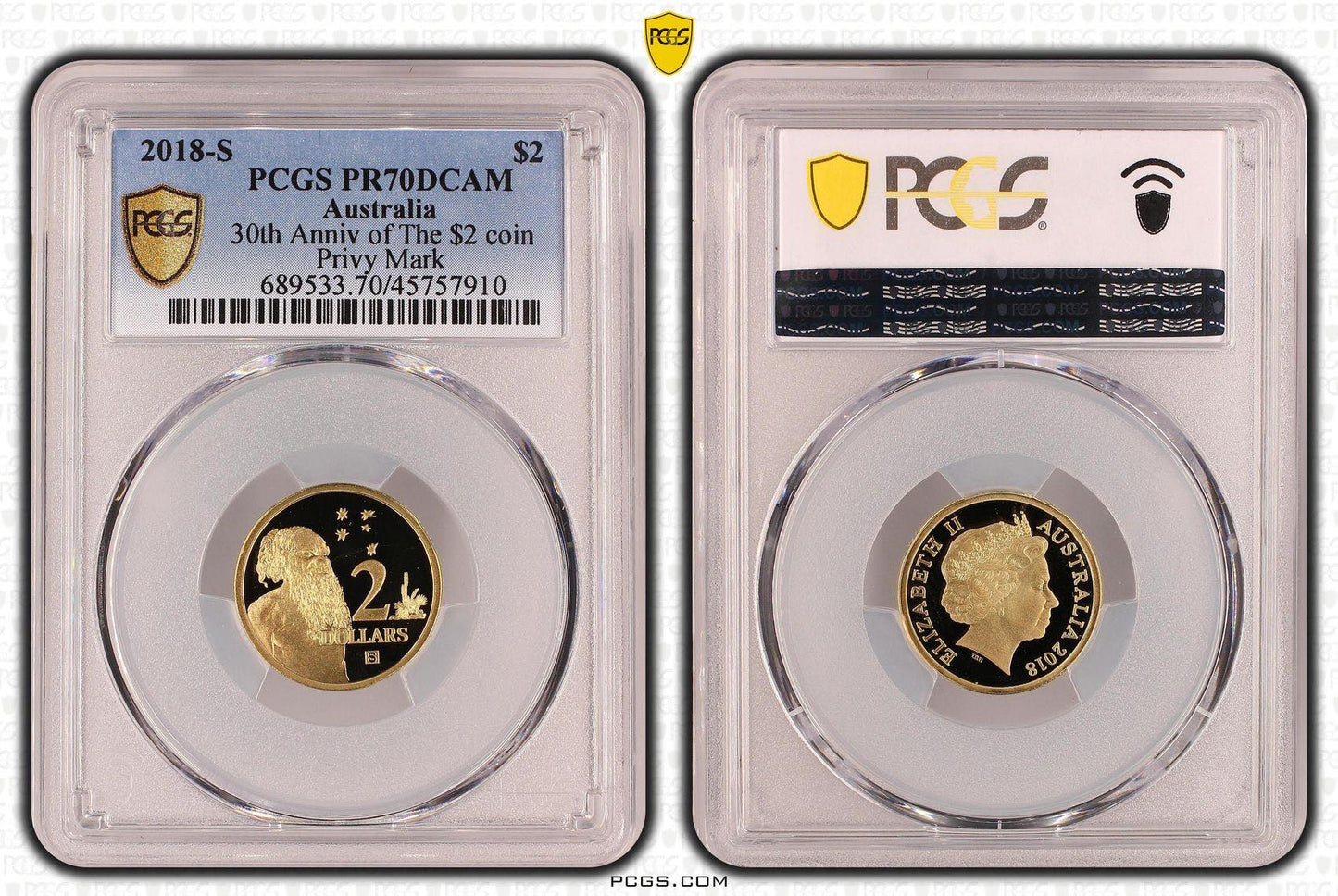2018-S PCGS PR70 - 30th Anniversary of The $2 coin - Privy Mark S TOP POP 1/10