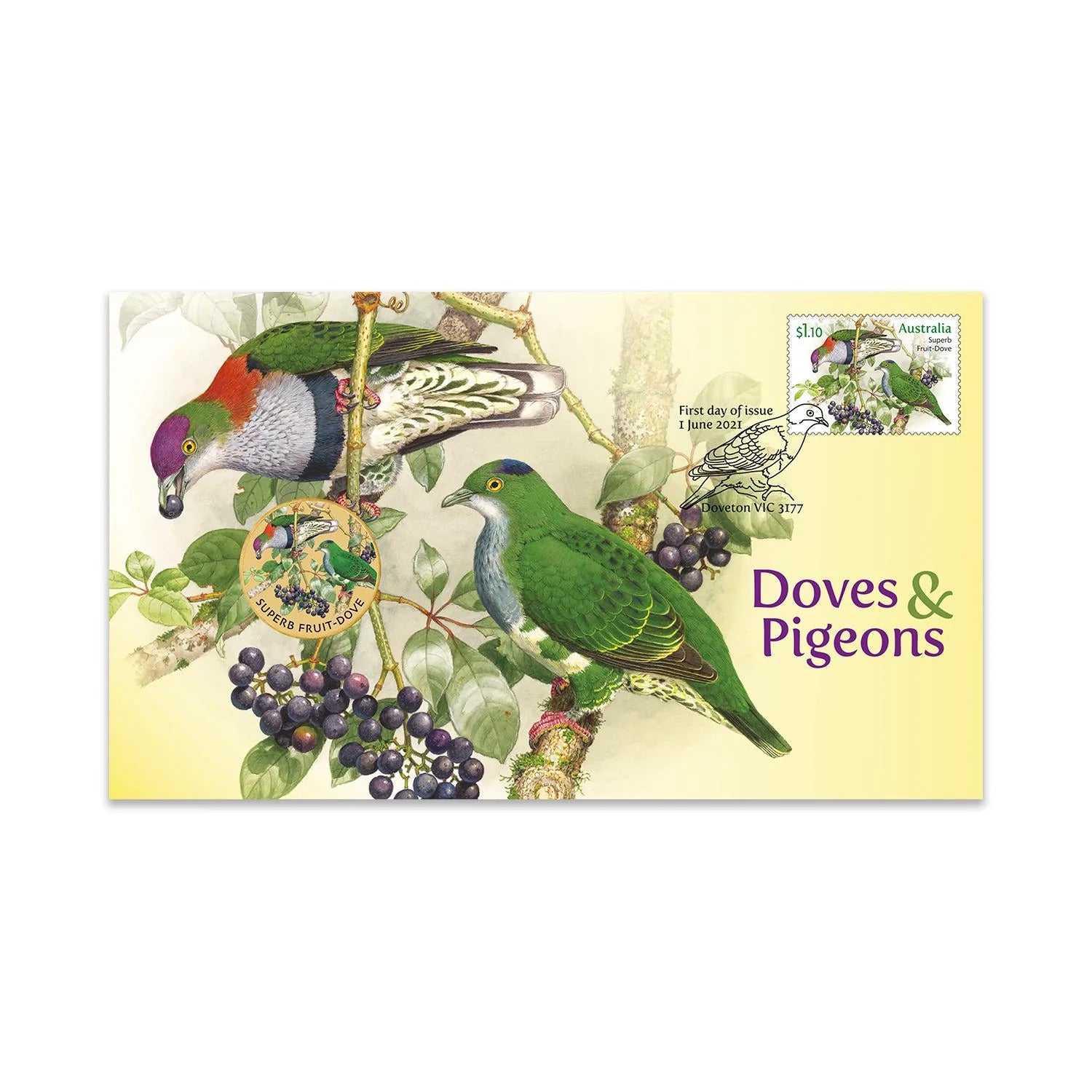 2021 $1 PNC Doves & Pigeons Perth Mint PNC with $1 Coin – All Aussie Coins