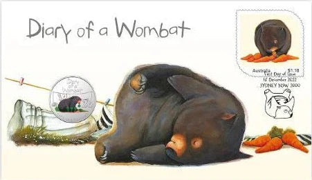 2022 Diary of a Wombat 20th Anniversary Stamp and Coin Cover PNC