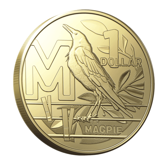 2022 GREAT AUSSIE COIN HUNT 3 - LETTER M - MAGPIE - CIRCULATED $1 COIN