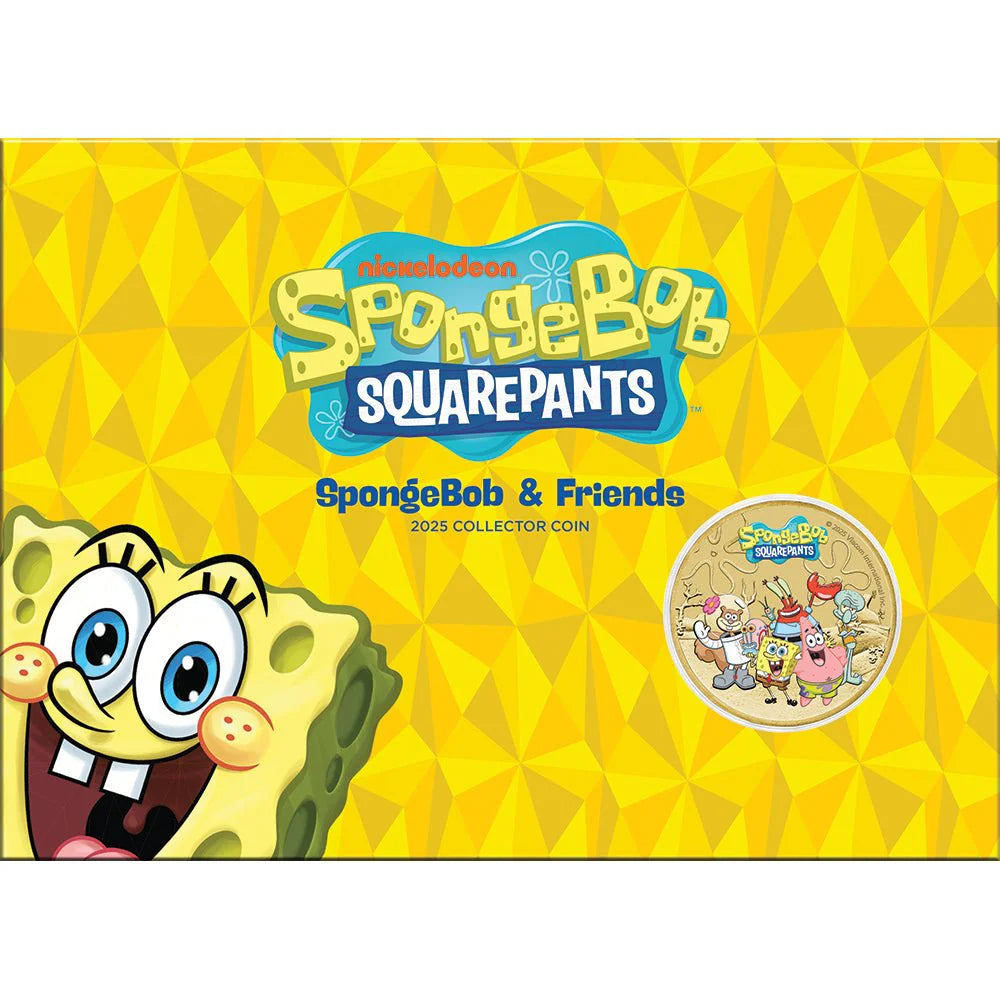 2025 Spongebob Squarepants & Friends coloured coin on card - NEW RELEASE Perth Mint