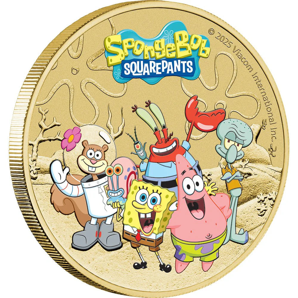 2025 Spongebob Squarepants & Friends coloured coin on card - NEW RELEASE Perth Mint